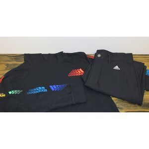 Adidas Bundle Black Rainbow Logo Hoodie & 3-Stripe Athletic Shorts Set